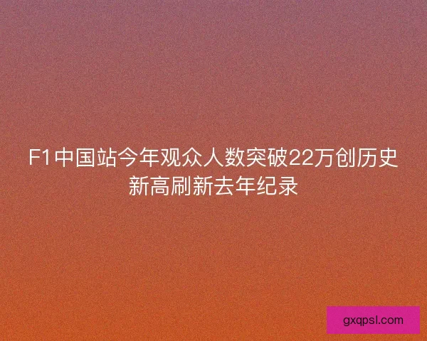 F1中国站今年观众人数突破22万创历史新高刷新去年纪录